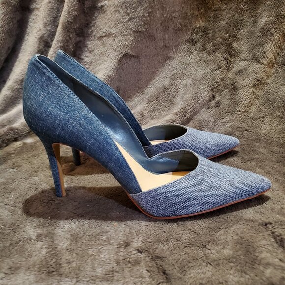 Vince Camuto Kain Pointed Toe Mid Heel Blue Jean Pumps Size 9M - Picture 1 of 9